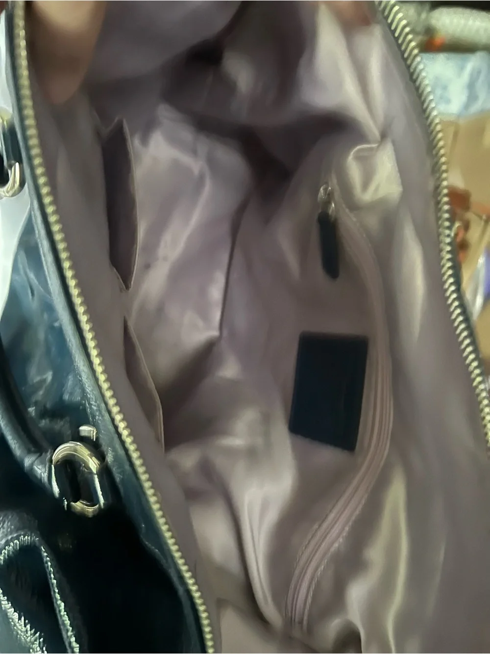 Coach Patent Leather Satchel in Navy Blue